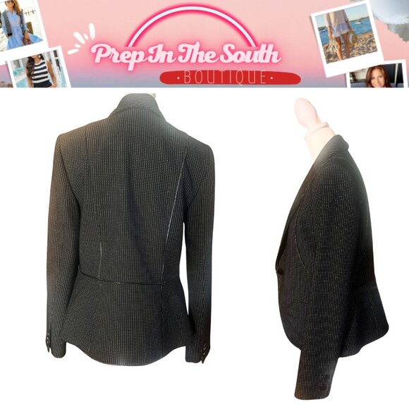 Karl Lagerfeld PARIS Black w/ White Dot Blazer w/ Zipper Trim 6 -GORGEOUS - Picture 13 of 15